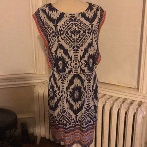 London Times Geometric Print Shift Dress